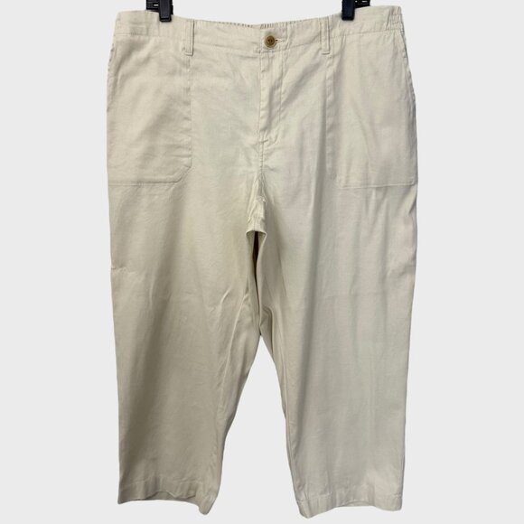 L.L. Bean Comfort Stretch High-Rise Crop Ankle Pants Beige Women's 18 Petite - Picture 1 of 10